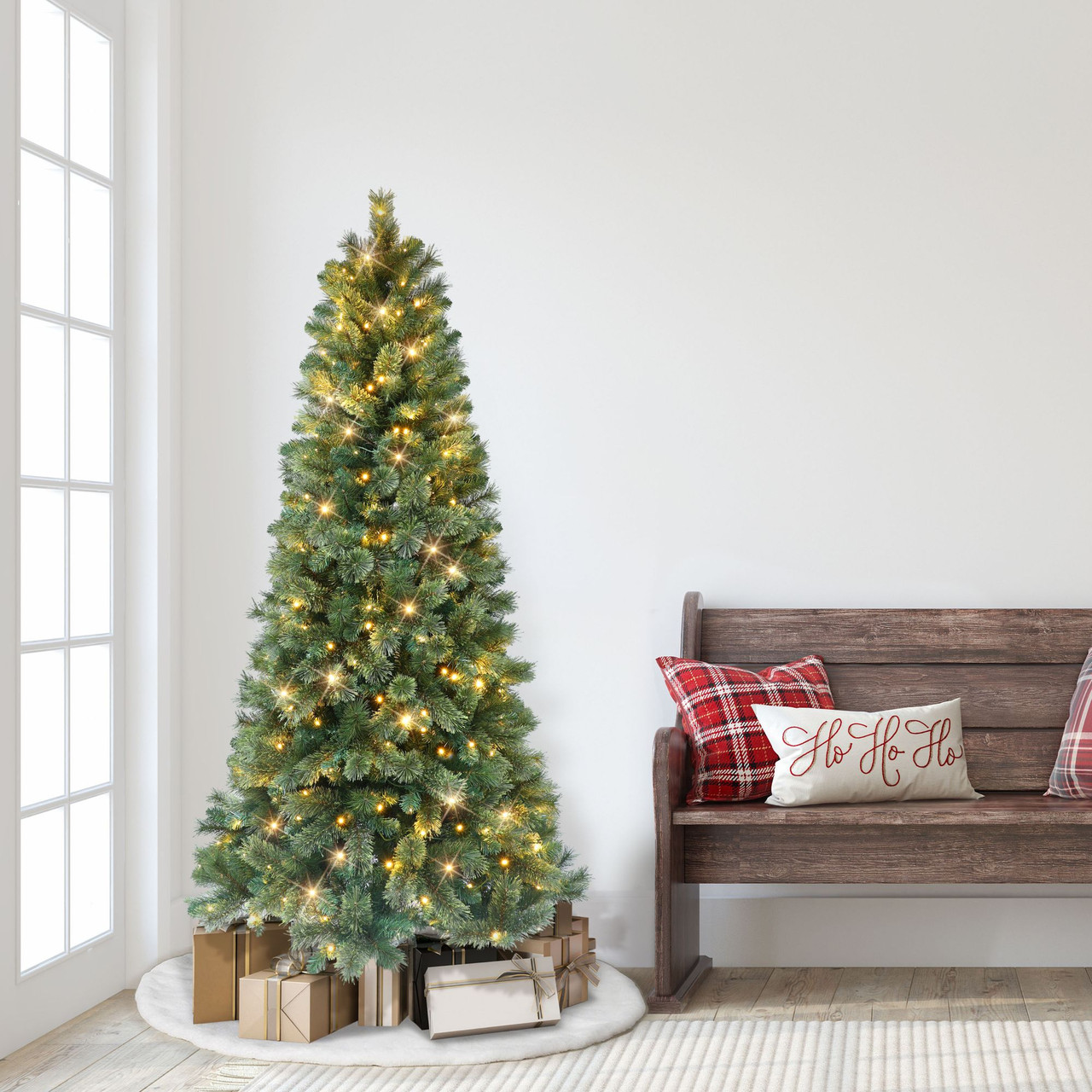 Real Touch™ Pre-Lit Slim Washington Frasier Fir Christmas Tree - 6.5' -  Dual Color LED Lights