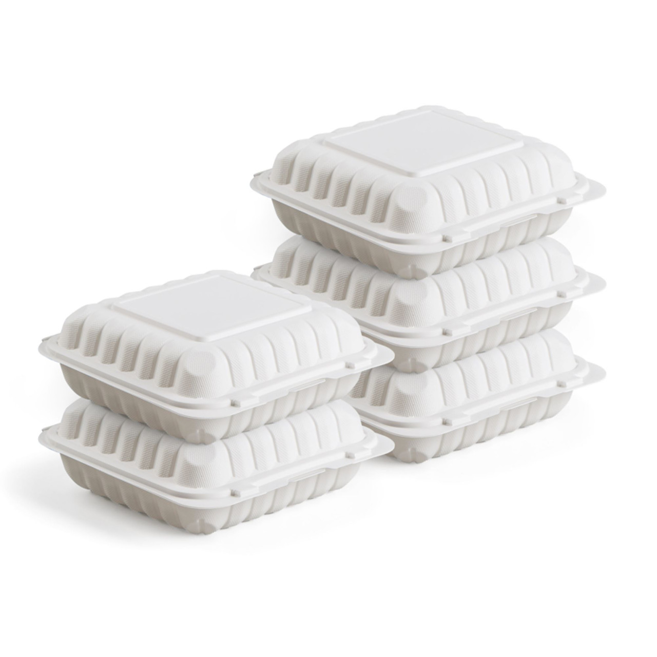 Northlight 150-Count 3-Compartment Hinged White Meal Prep/Take Out Containers - 9