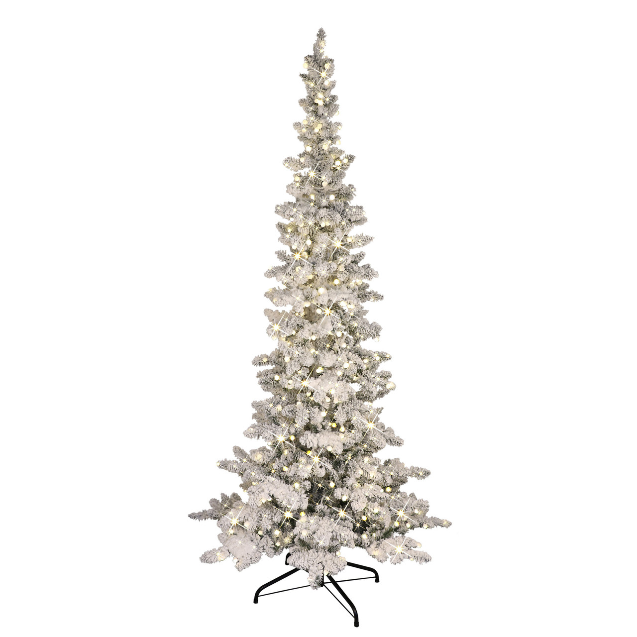 ANGELES HOME 7.5 ft. White Pre-Lit Hinged Artificial Christmas