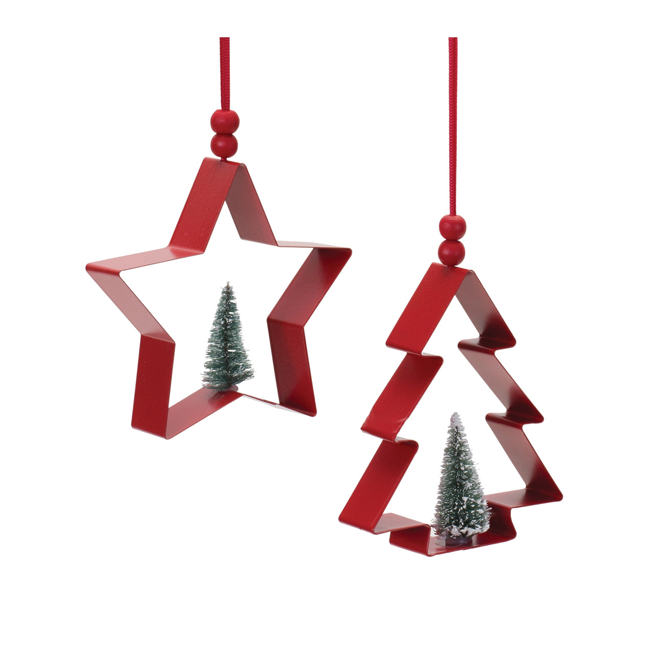 6ct Star Pine Tree Cookie Cutter Christmas Ornaments