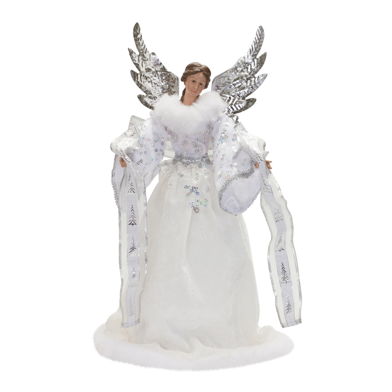 19" White & Silver Angel Christmas Tree Topper Unlit Christmas Central