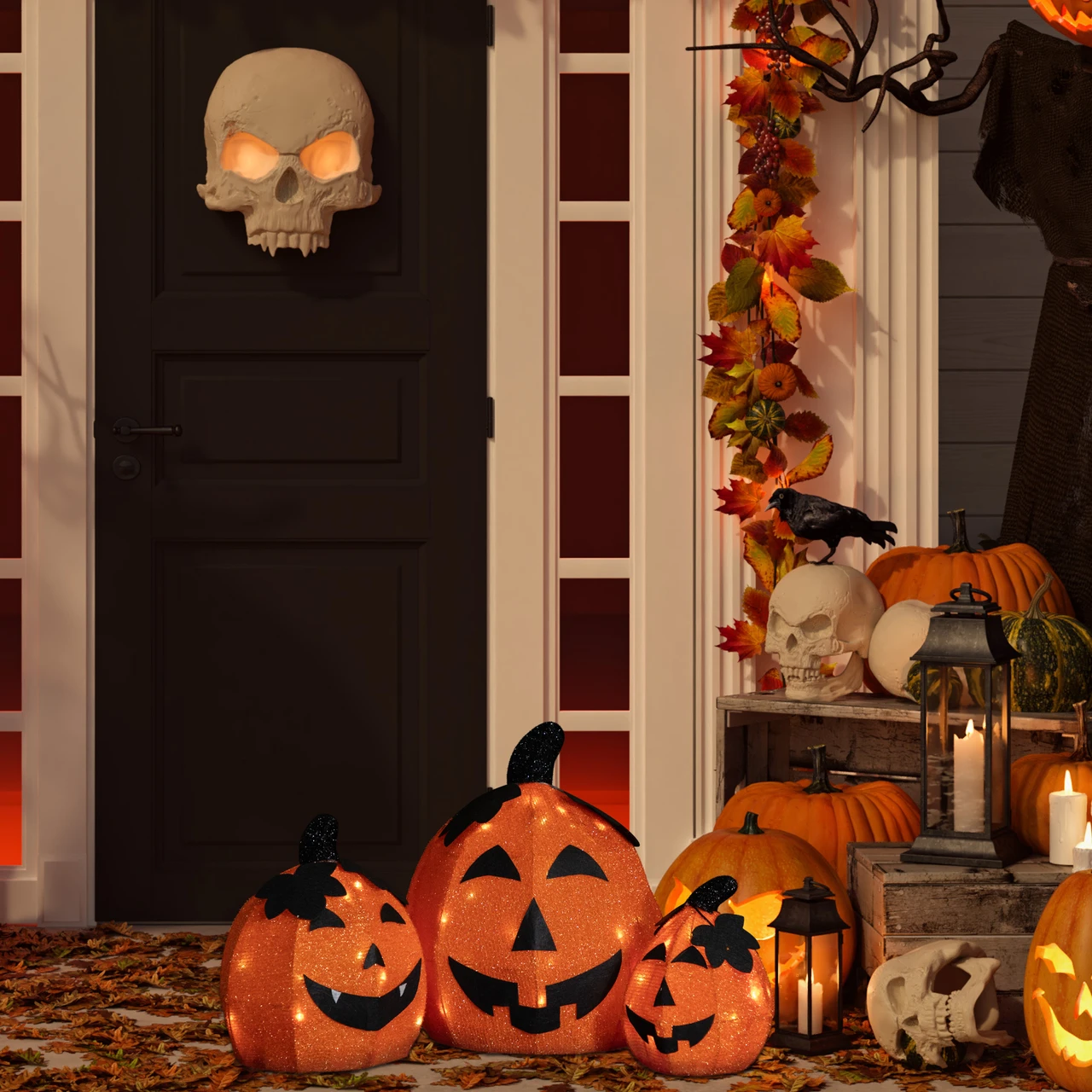Set of 3 Spooky Town LED Lighted Jack O' Lantern Outdoor Halloween ...