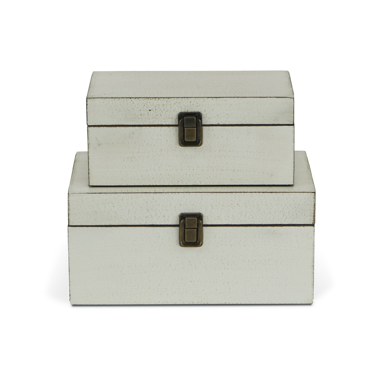 Set of 2 White & Gold Rectangular Storage Boxes 10.25" | Christmas Central