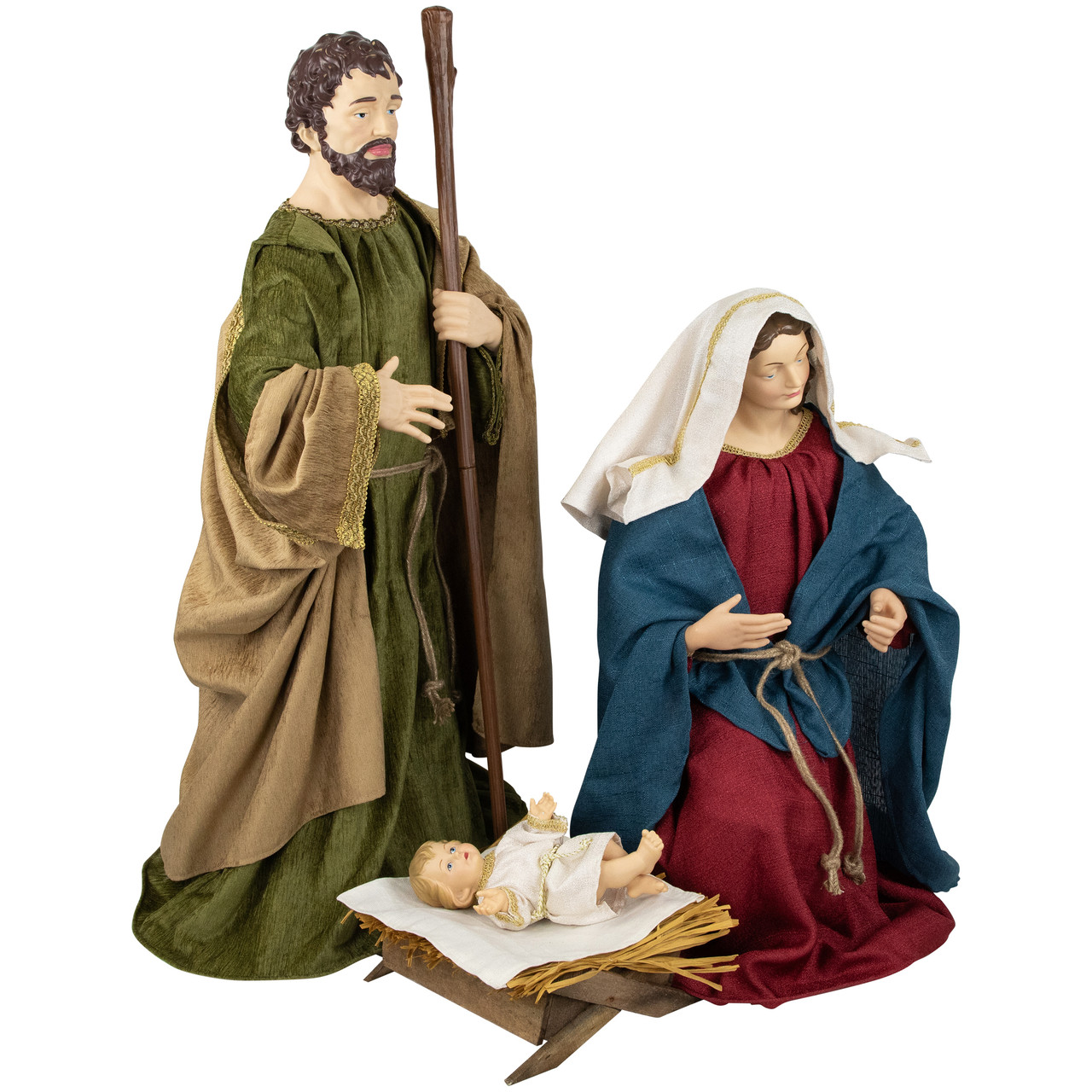 CBC Holy Family Nativity Set – 5 Mini Figurines In Luxury Red Velvet Box, Italian Made