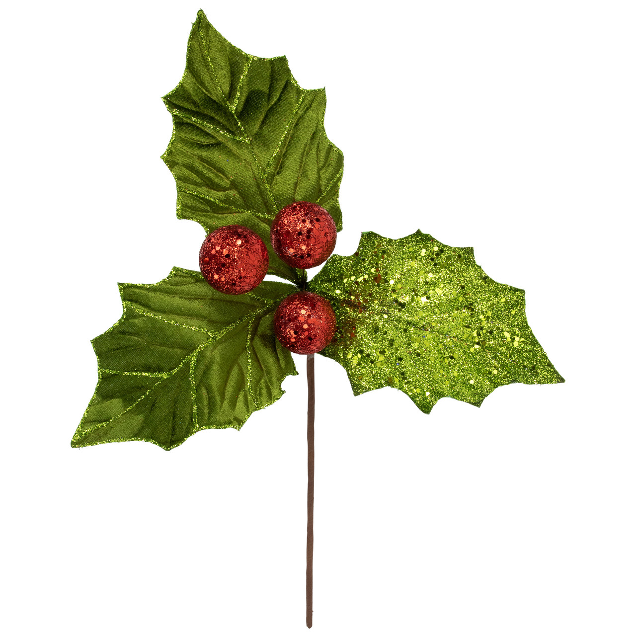 Glittered Holly Leaf & Red Berry Garland