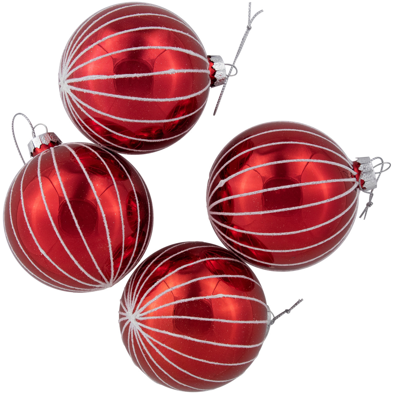 Red and White Ornaments - Shiny Red and White Ball Ornament with Reali