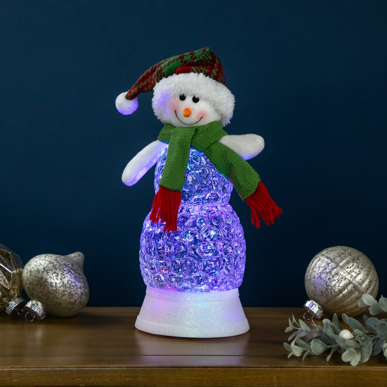 LED Lighted Santa Acrylic Christmas Snow Globe - 12