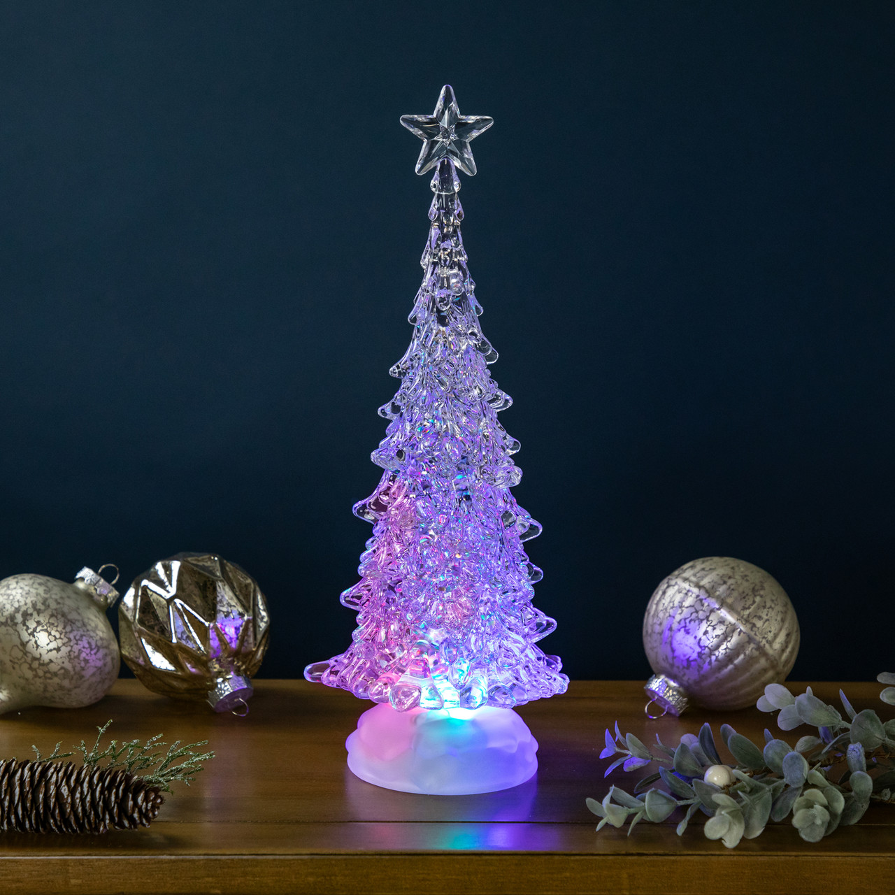 LED Lighted Acrylic Christmas Tree with Star Decoration - 12