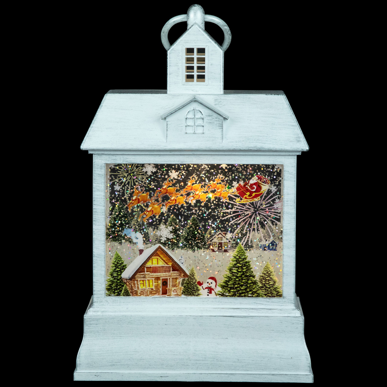 HHBEAUTY Christmas Snow Globe Lantern, Lighted Santa Claus  Illuminated glitter snow lantern Santa Claus sleigh 8”H5”D main image 1