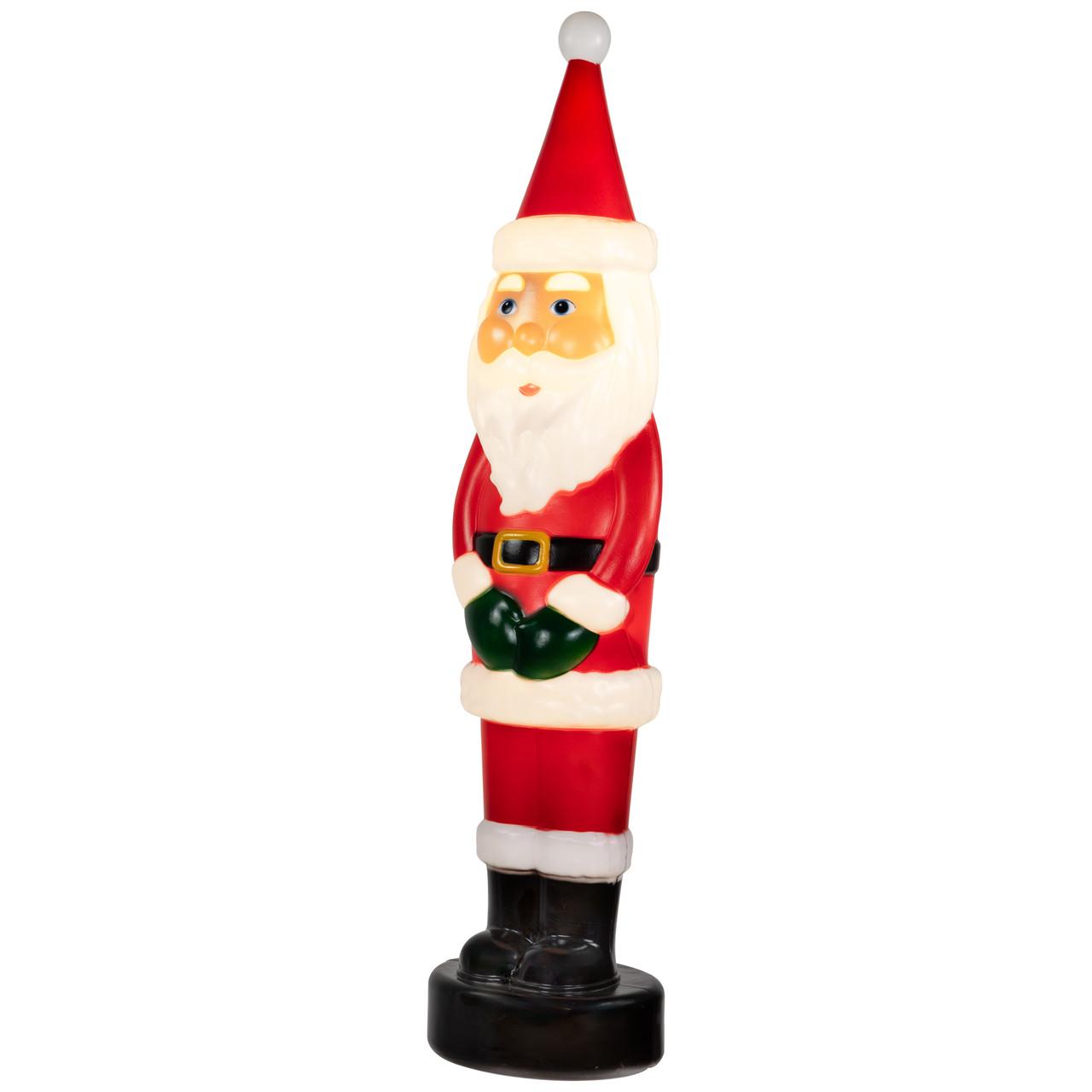 Vintage Christmas Dancing Santa Claus Red Flocked Blow Mold Decor 9”