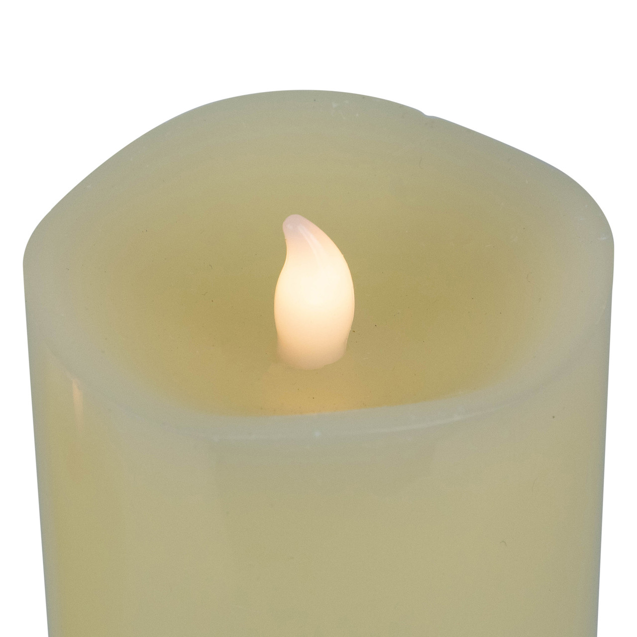 Set of 3 Solid Cream LED Flickering Flameless Wax Pillar Candles 8 ...