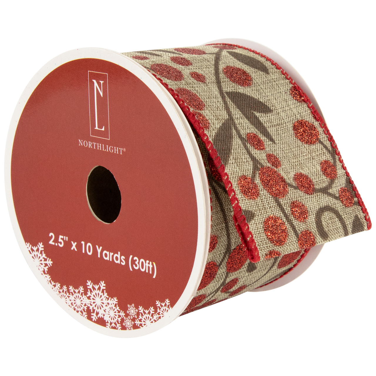 Red Wired 2 1/2 Inch x 10 Yards Burlap Ribbon