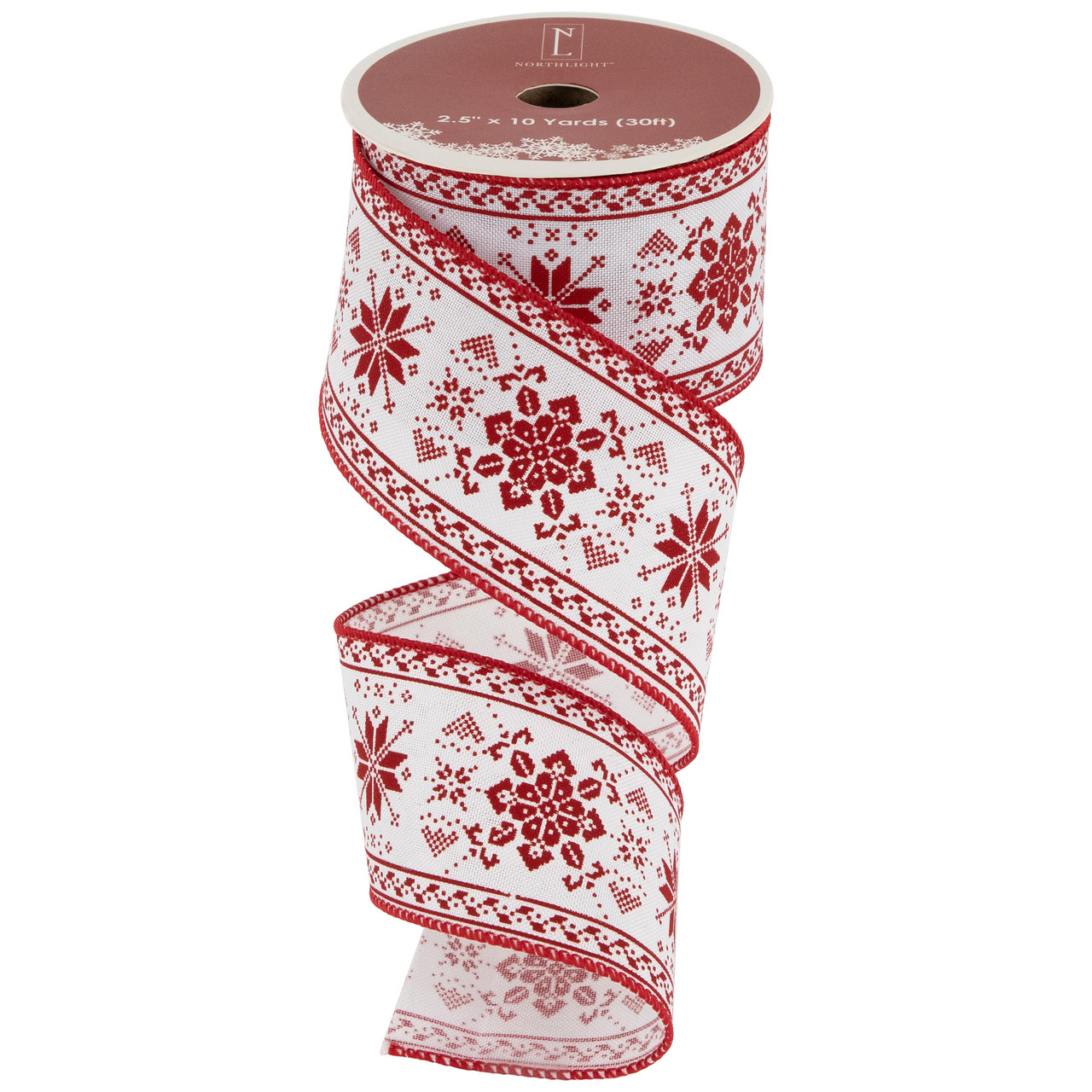 Northlight White and Red Glitter Hearts Valentine's Day Wired Craft Ribbon 2.5 inch x 10 Yards