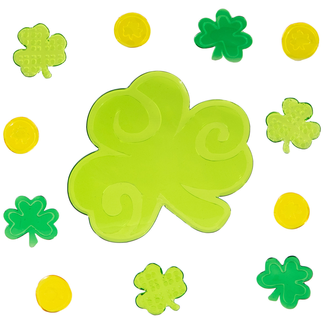 St. Patrick's Day Gel Window Clings - Leprechaun With Pot Of Gold Decorations (17 Pieces)