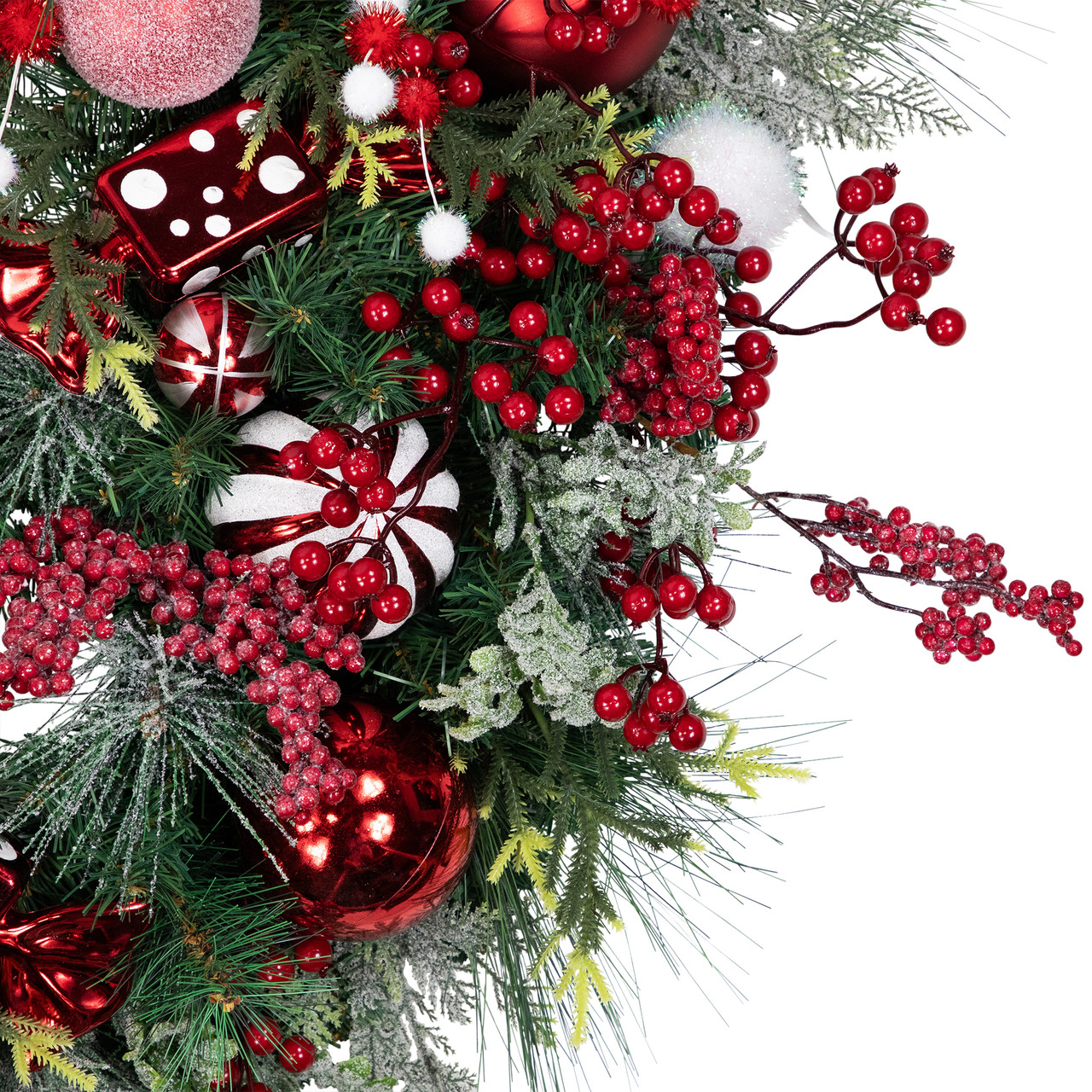 Peppermint Candy Artificial Pine Christmas Wreath - 42