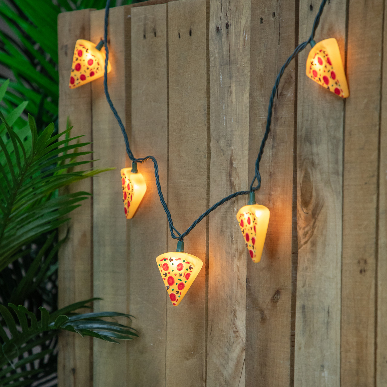 10-Count Pepperoni Pizza Patio Light Set, 5.75ft Green Wire