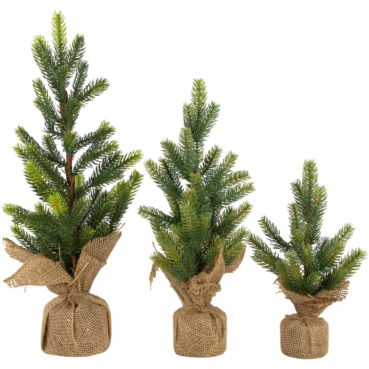 Mini Christmas Pine Artificial Christmas Trees with Burlap Base