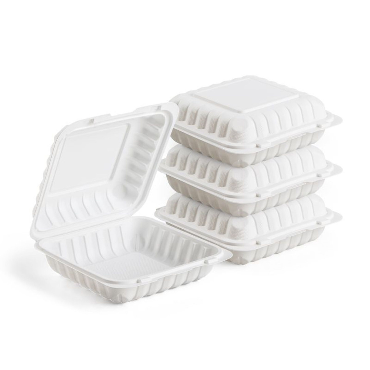 150-Count Single Compartment Hinged White Meal Prep/Take Out Containers -  9