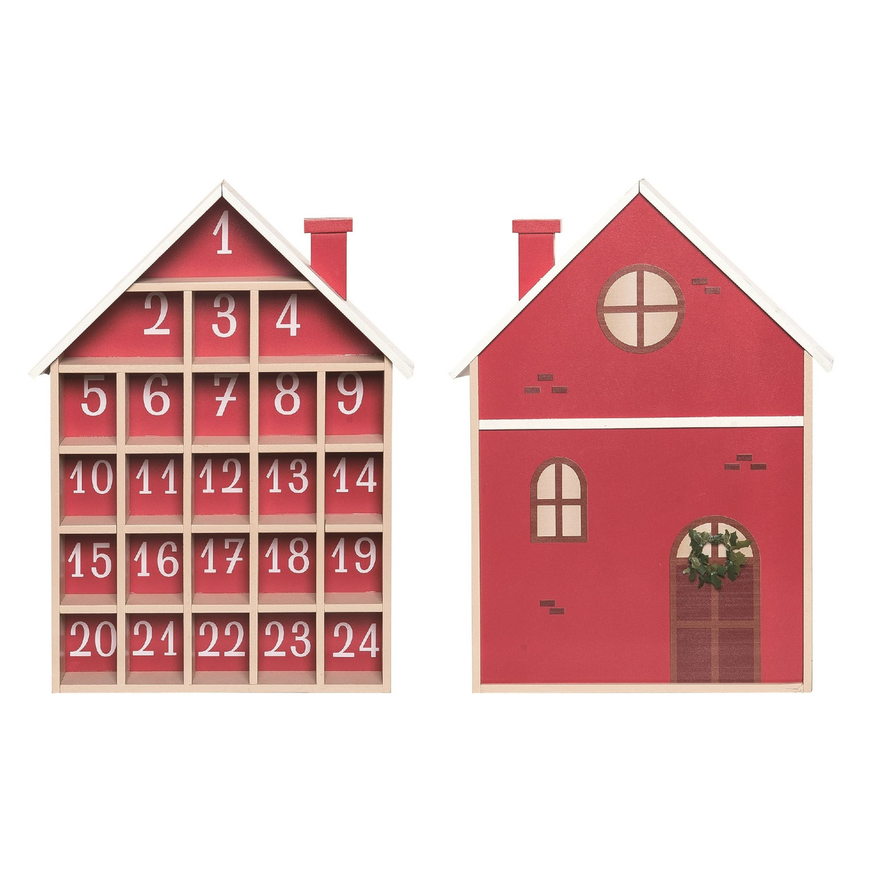 14.5" Red & White House Christmas Advent Calendar | Christmas Central