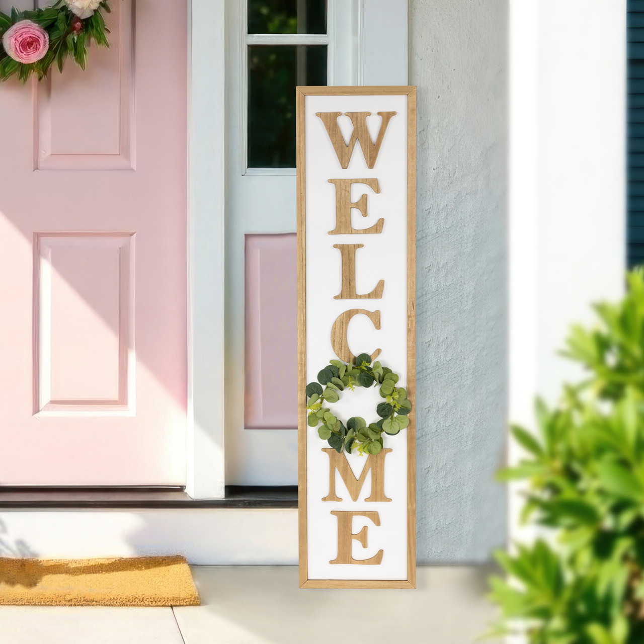 40" Welcome Wooden Framed Outdoor Porch Sign - Thumbnail 4