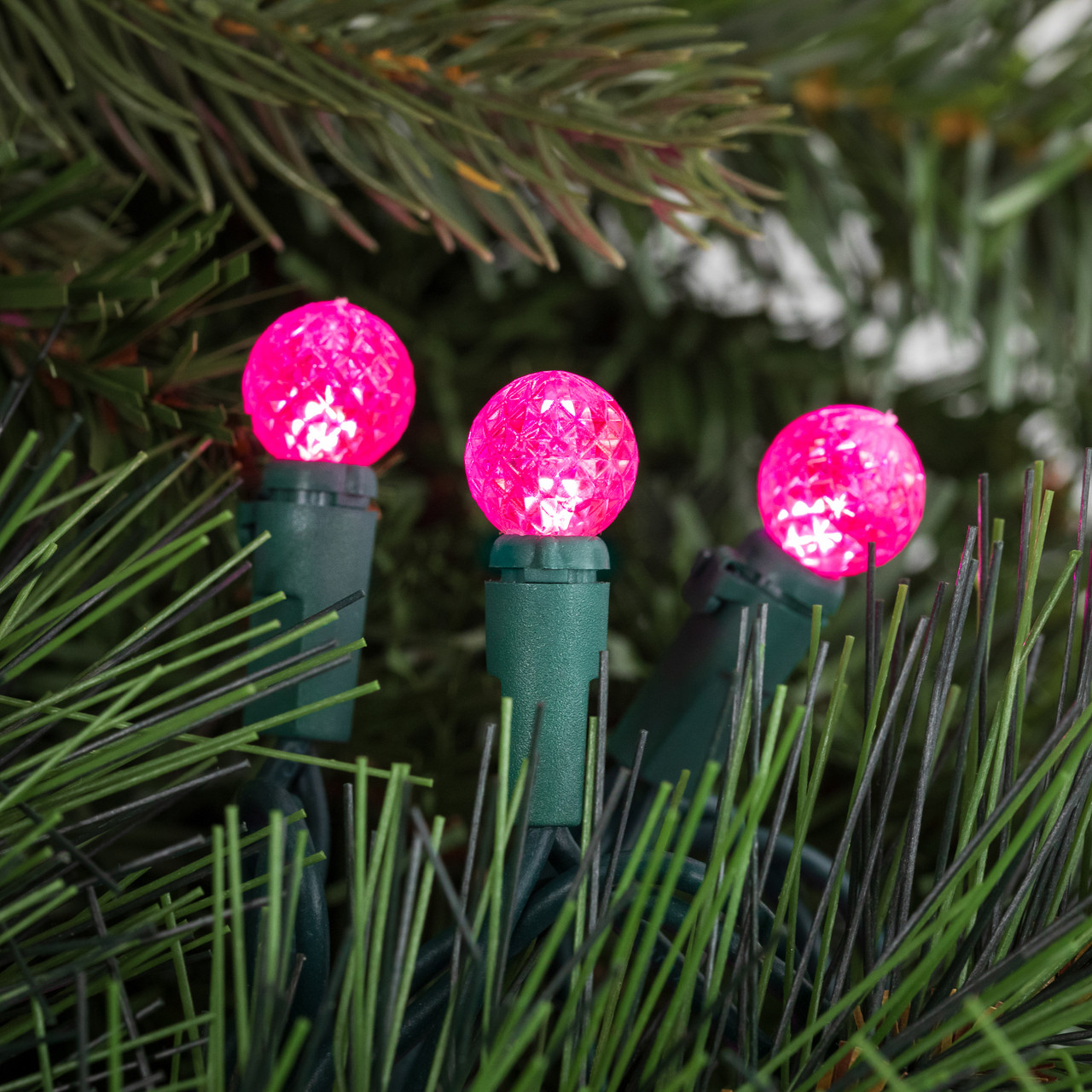 LED G12 Berry Christmas Lights - Pink - 16' Green Wire - 50ct
