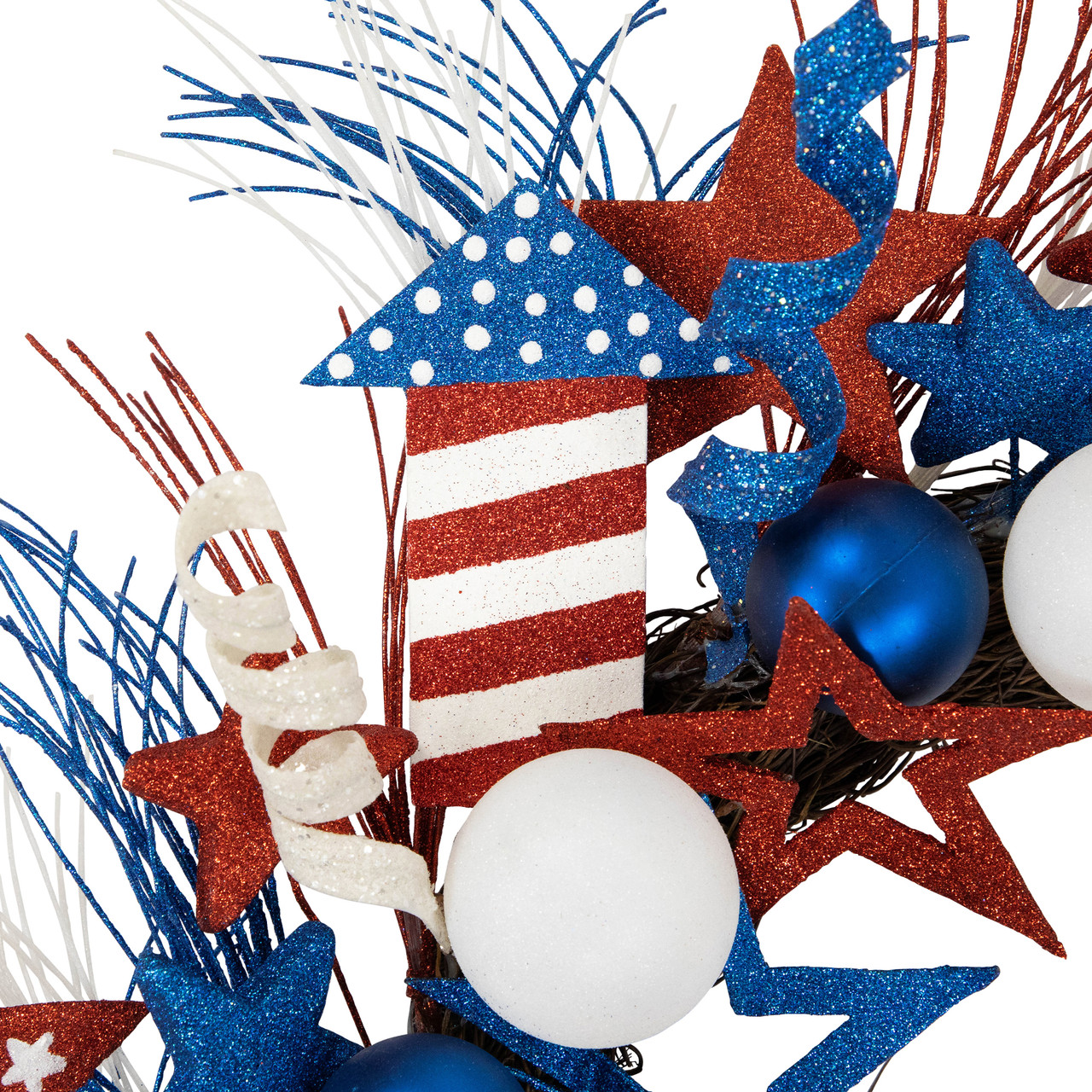 Glittered Stars & Rockets Patriotic Wreath - 22