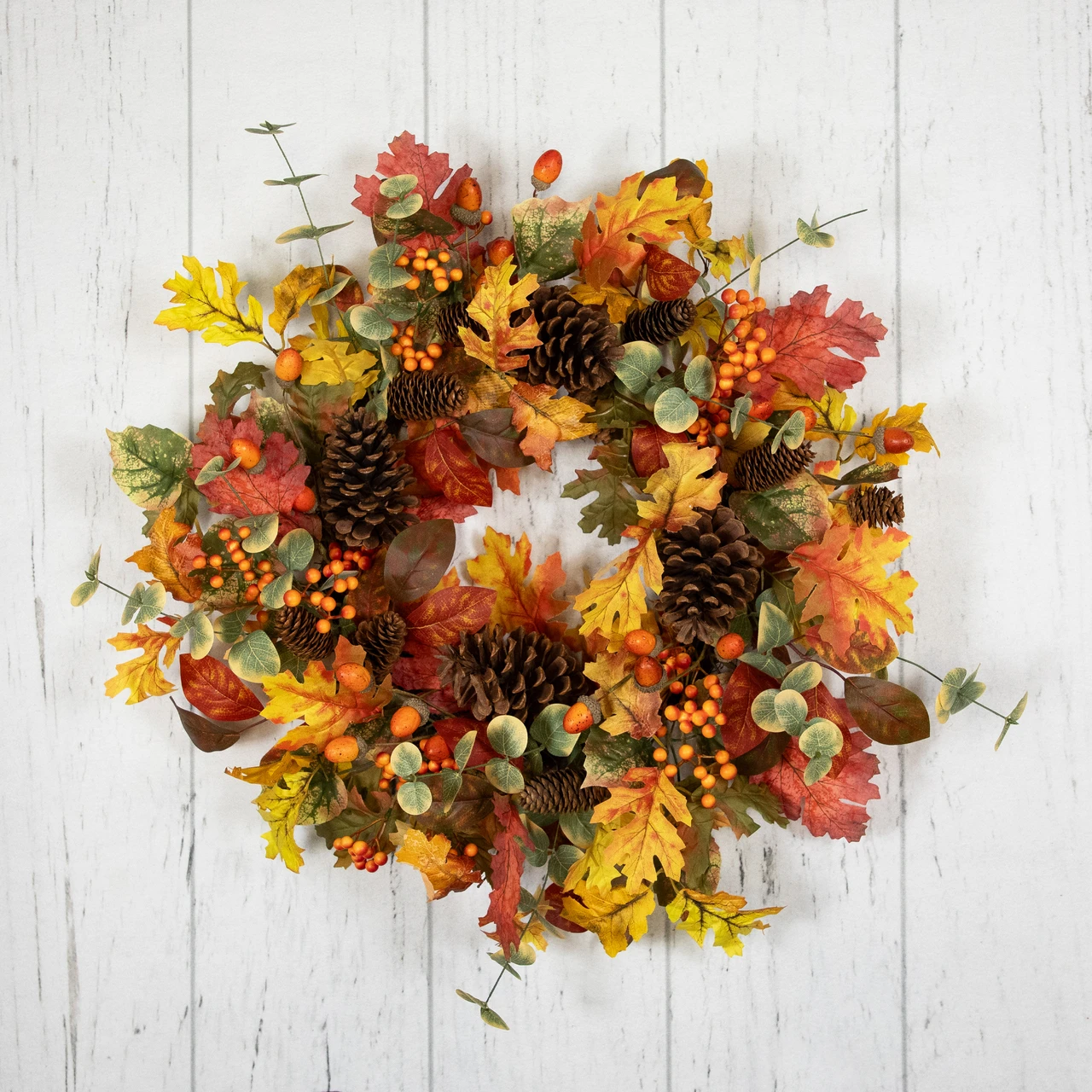Berries & Pinecones Artificial Fall Harvest Wreath - 26" - Unlit ...