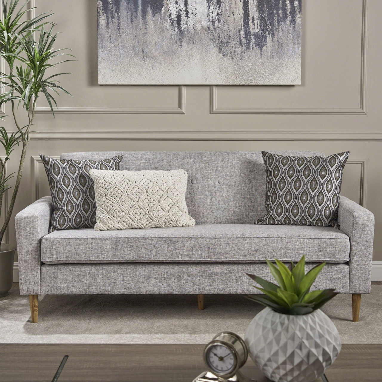 71.65" Gray Mid Century Modern Rectangular Sofa | Christmas Central