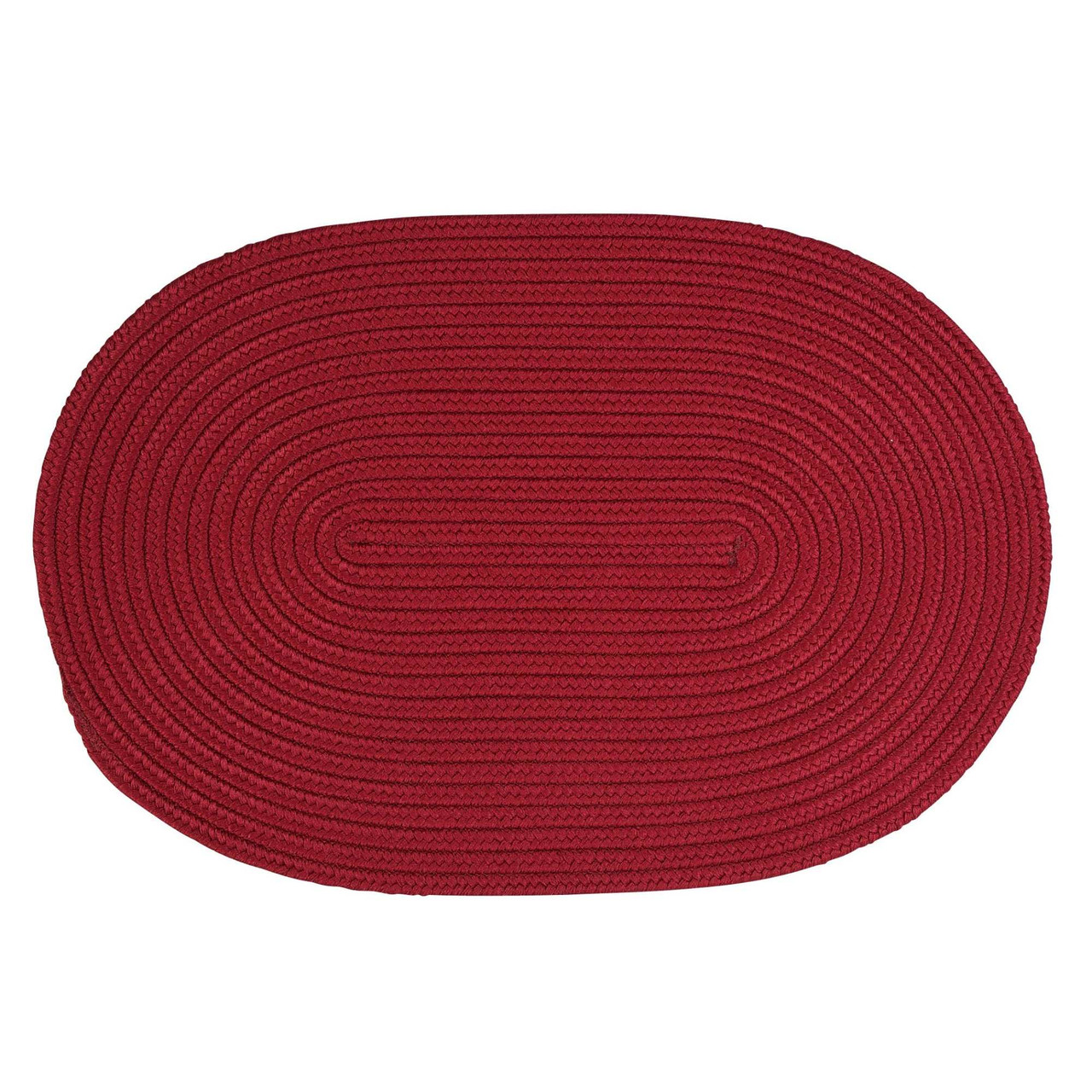 Red Solid Textured Handcrafted Reversible Oval Door Mat 18