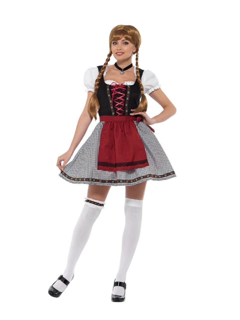 chinese dress ladies Womens Bavarian Dirndl Dress Black & White