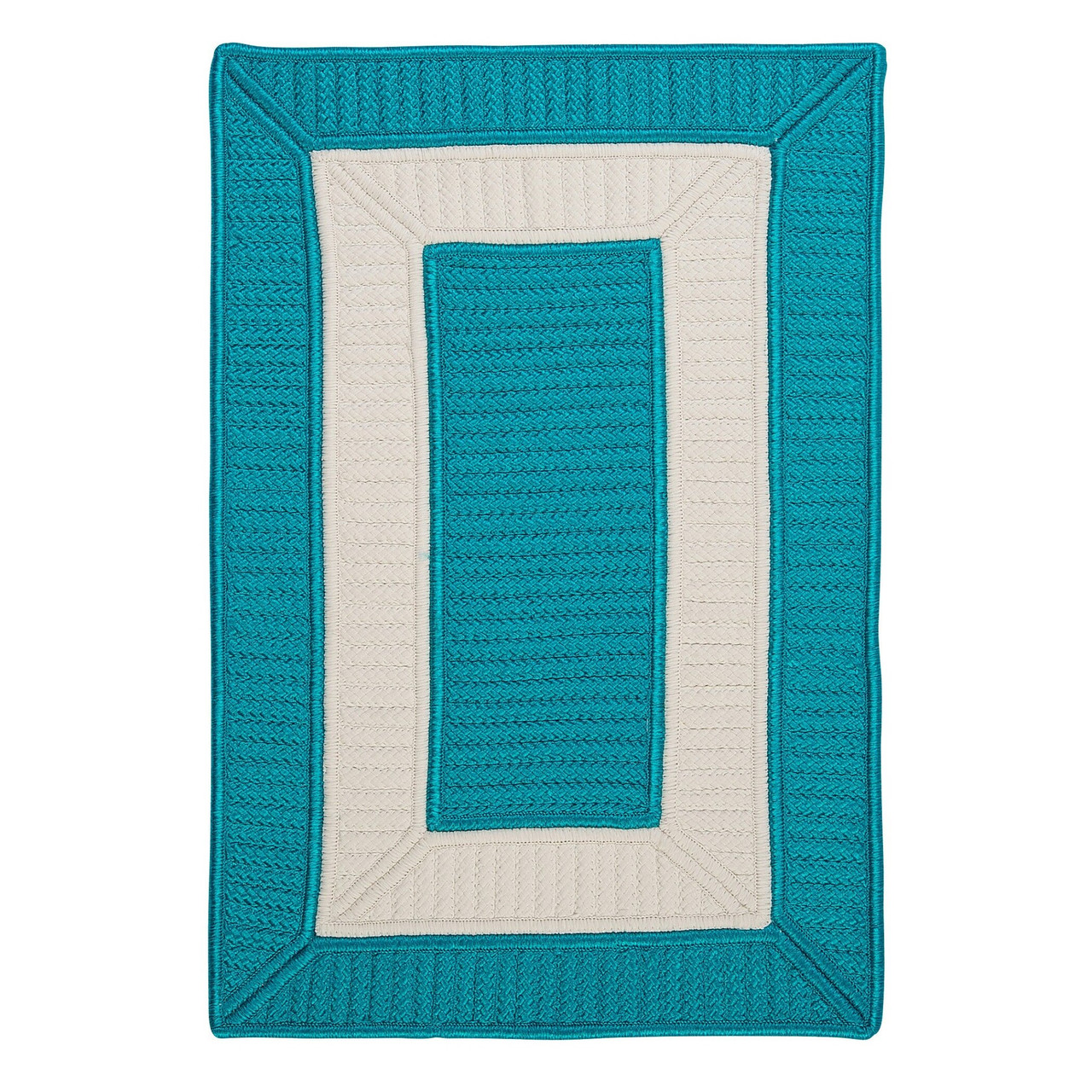 12' Blue & White Braided Square Area Throw Rug | Christmas Central