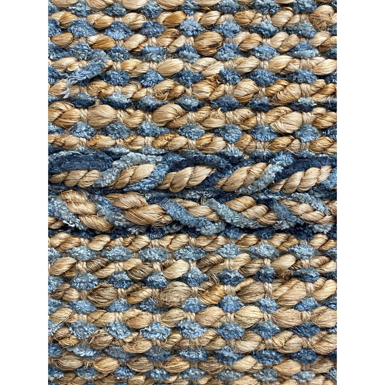 5' x 7' Tan & Blue Braided Handwoven Rectangular Area Throw Rug ...