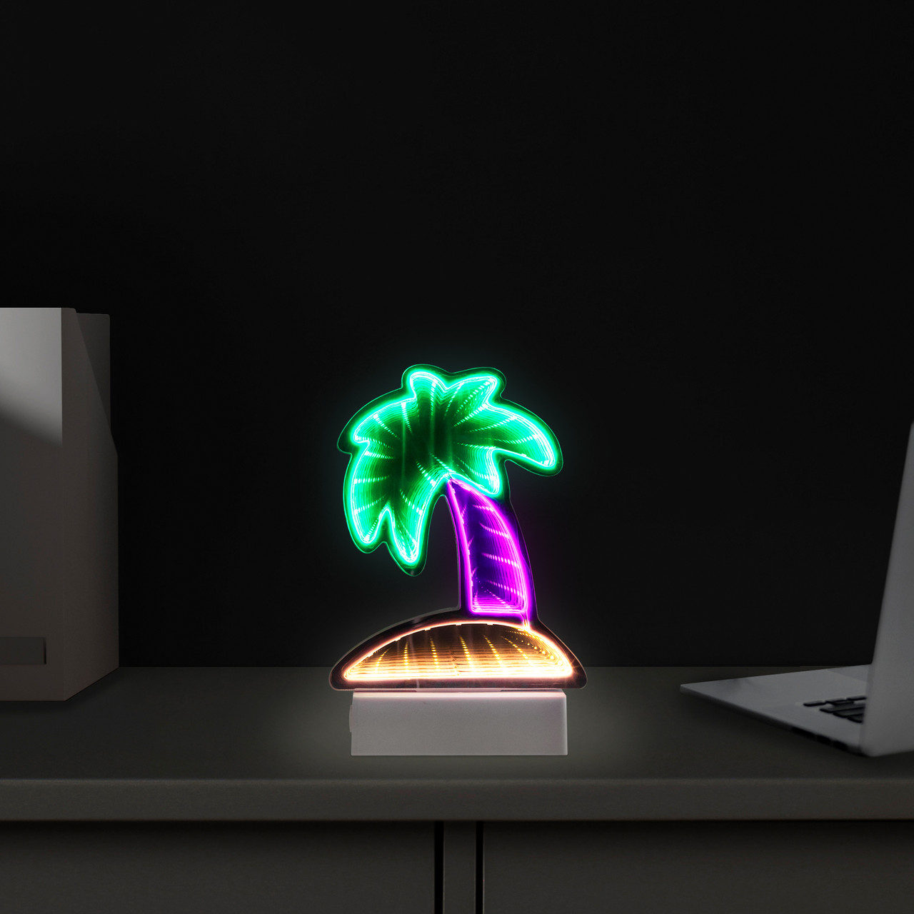 LED Lighted 3D Palm Tree Infinity Mirror - 8