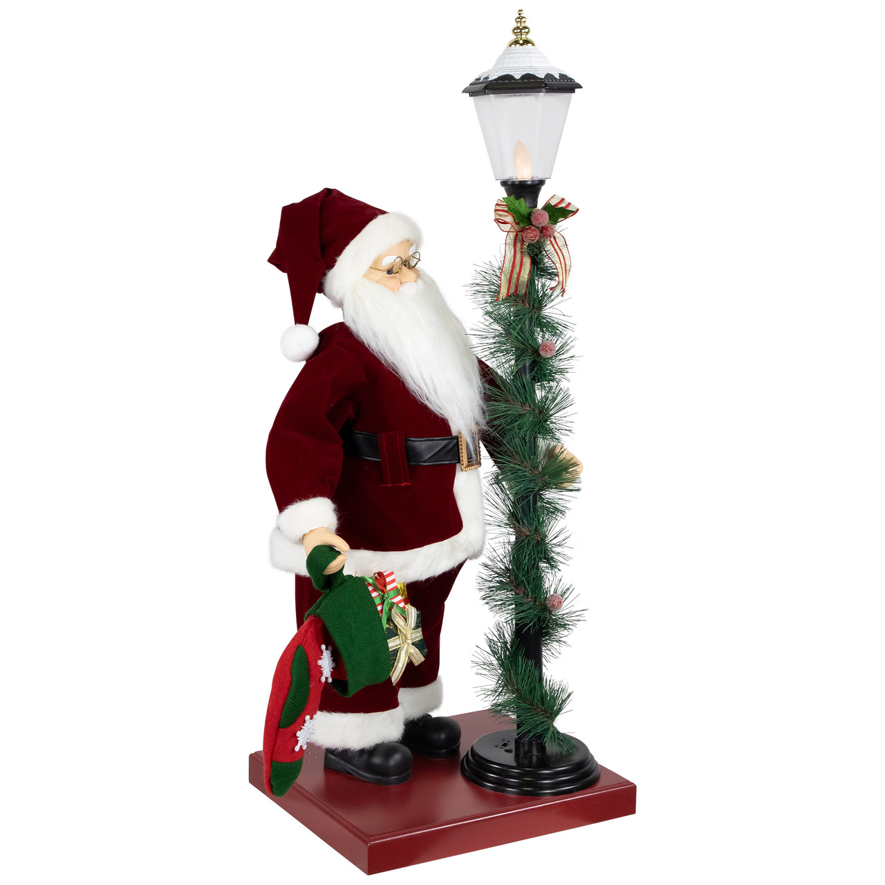 Animated & Musical Santa Claus Figure with Lighted Lamppost