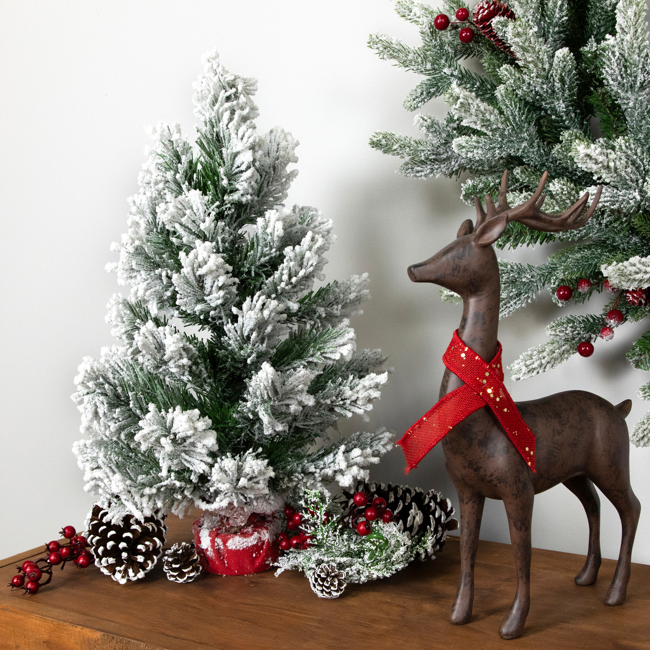 18-inch full flocked angel pine mini Christmas tree, unlit