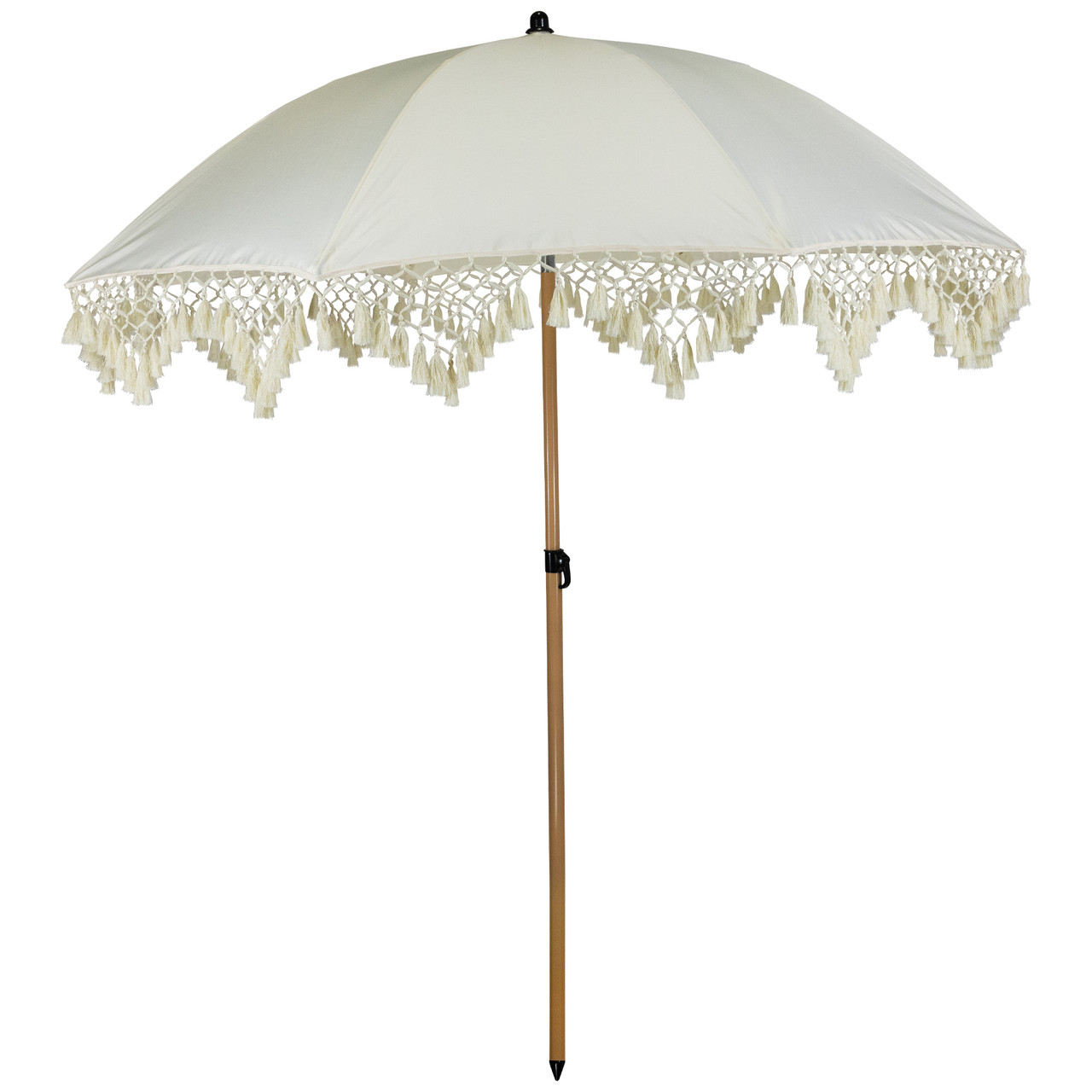 cream colored patio umbrella Northlight Outdoor Boho Beach Market Umbrella with Tilt - 6.5'