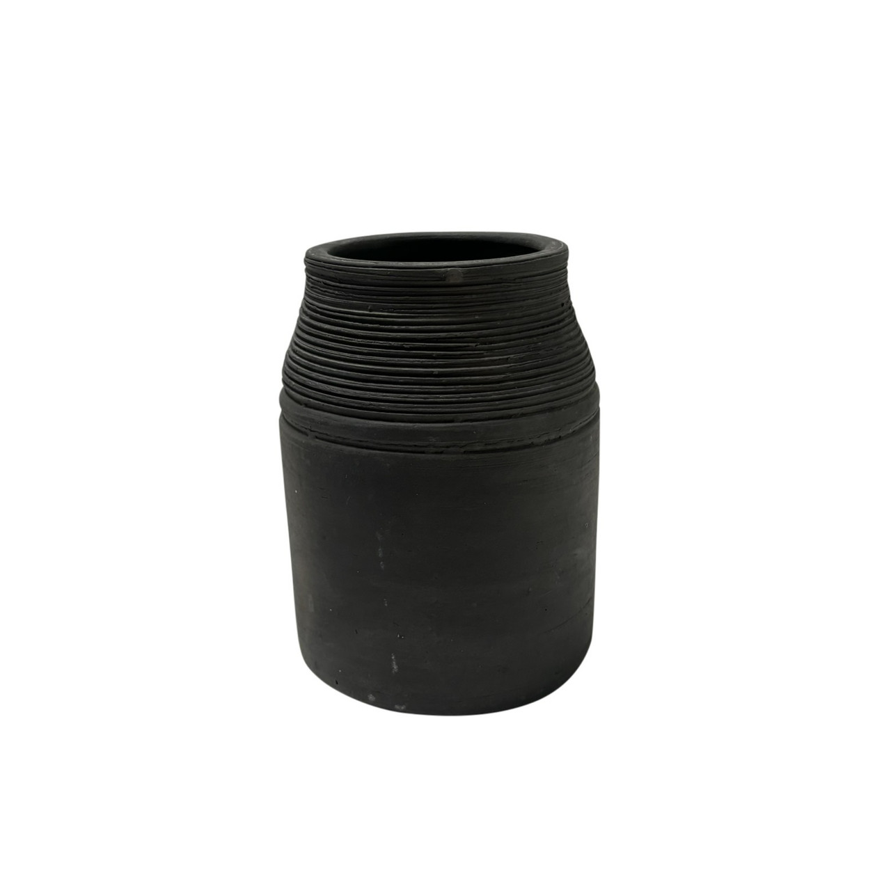 Circular Neck Terracotta Vase 6.25" Black Christmas Central