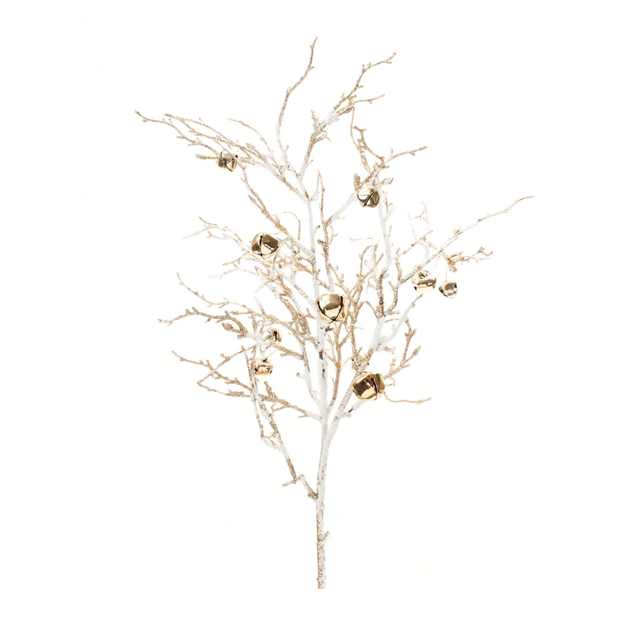 Flocked Sleigh Bell Christmas Twig Branch Spray - 33" - Thumbnail 2