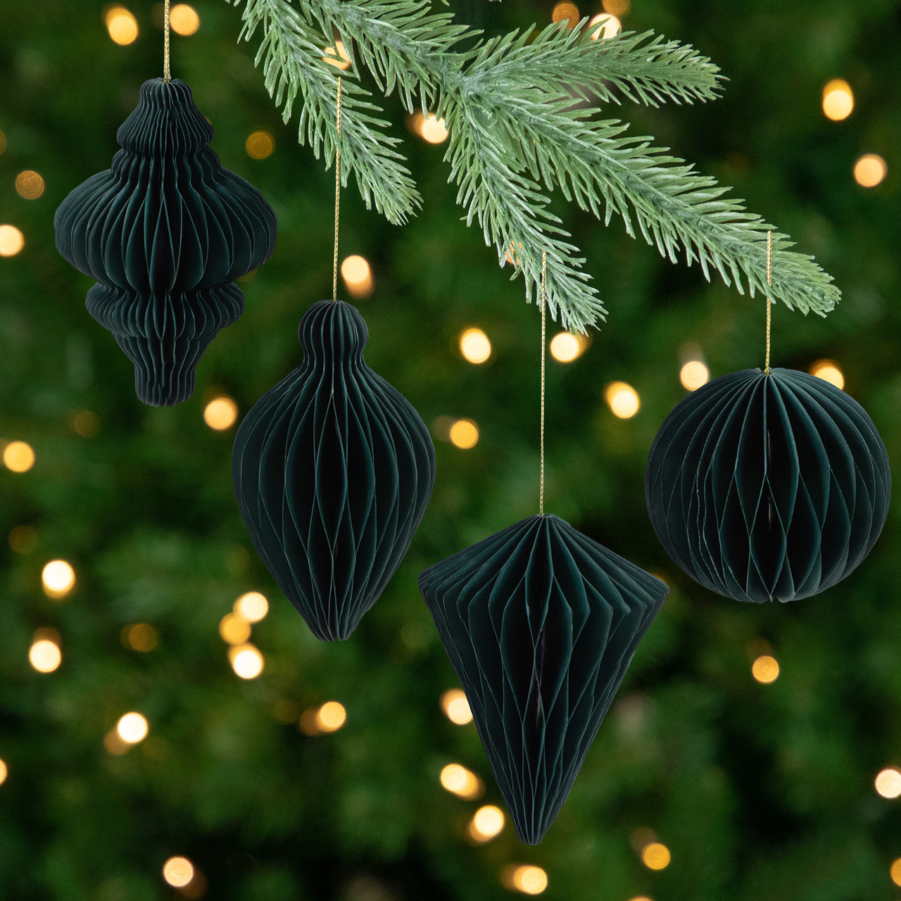 Accordion Honeycomb Foldable Paper Christmas Finial Ornaments - 4