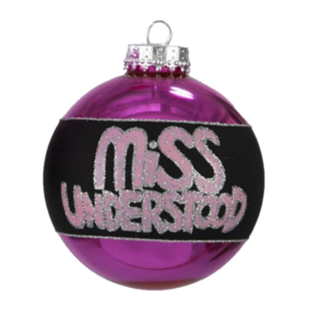 4ct Purple & Black Shiny Glass Christmas Ball Ornaments 3.25