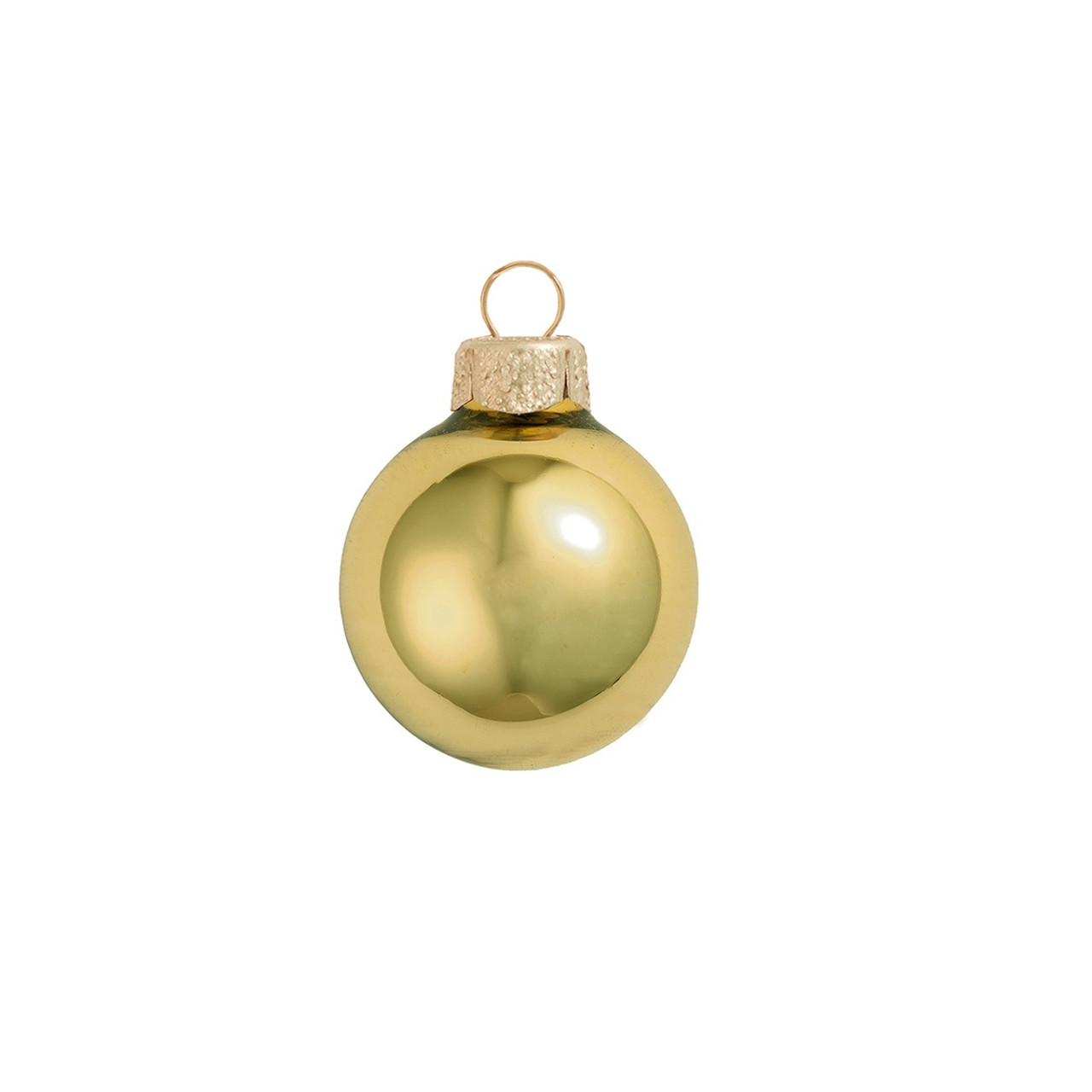 6ct Sun Yellow Shiny Glass Christmas Ball Ornaments 4 (100mm)