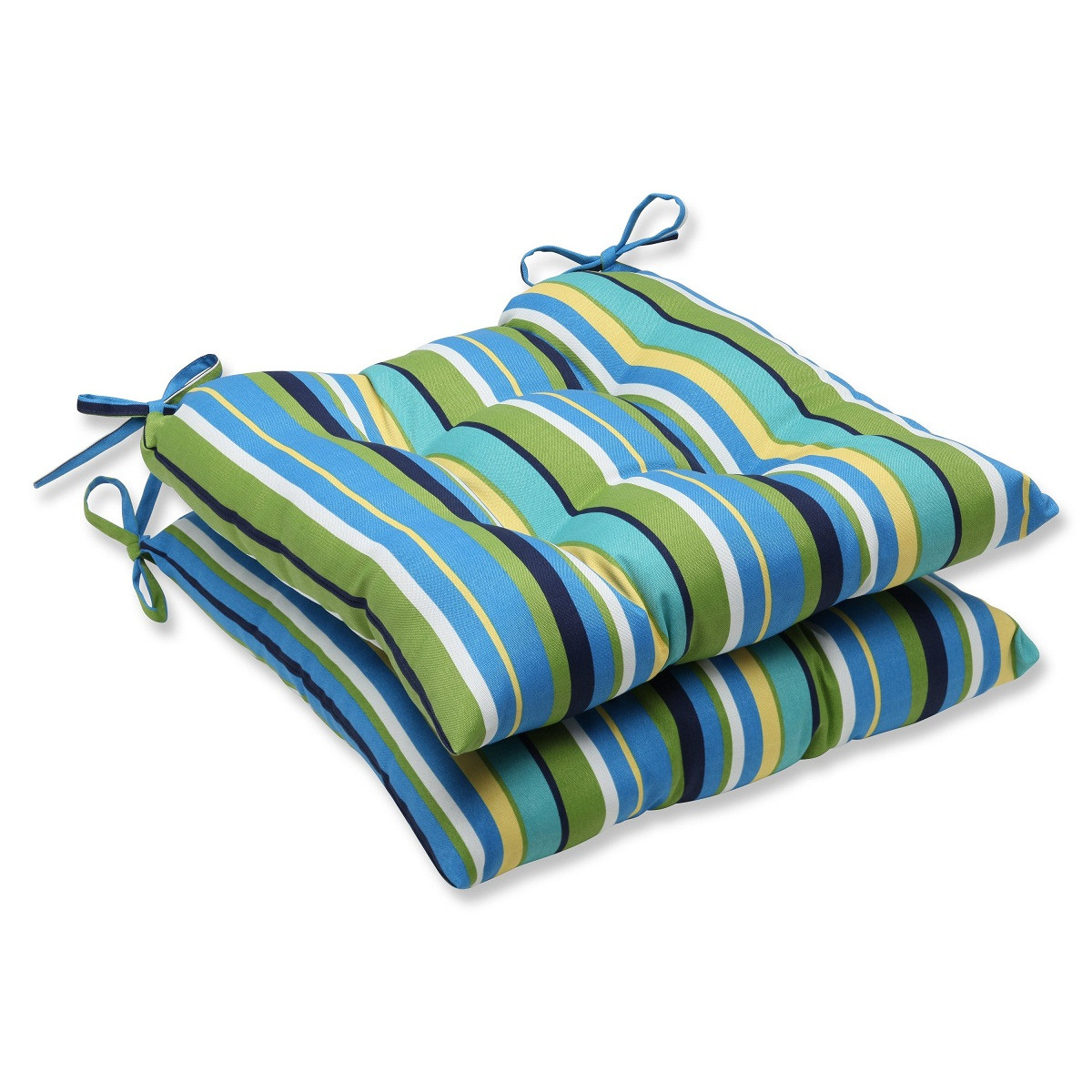 Set Of 2 Blue Green Striped Patio Chair Cushions 19 Christmas Central