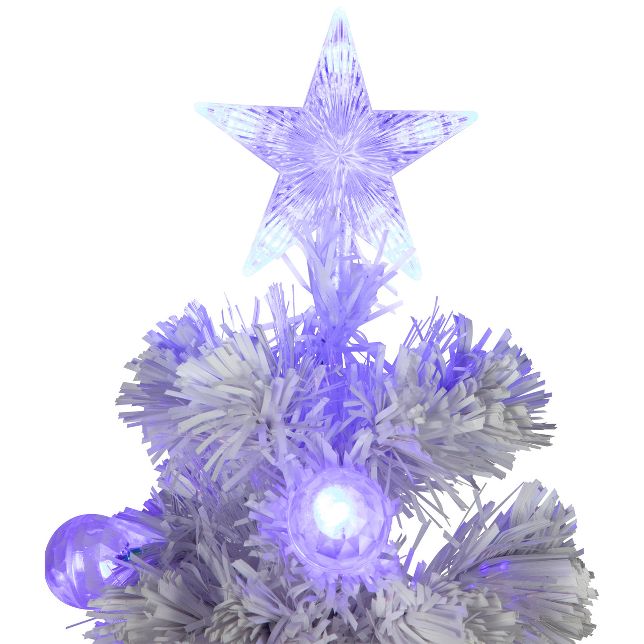 4' PreLit Medium White Iridescent Fiber Optic Artificial Christmas Tree, Blue LED Lights