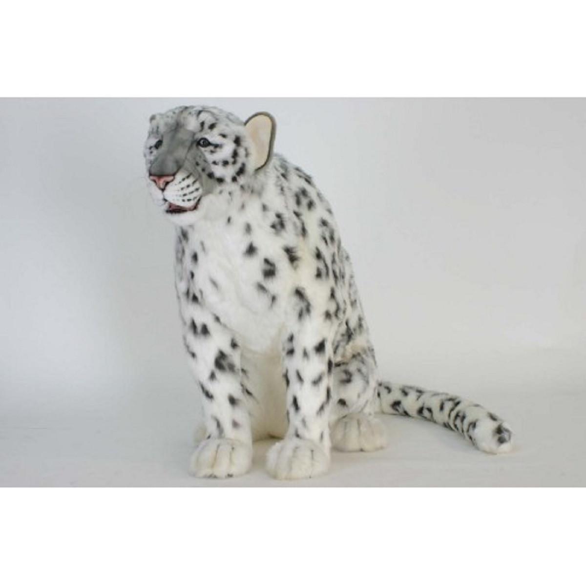 45.25" White & Black Handcrafted Soft Plush Snow Leopard Stuffed Animal ...