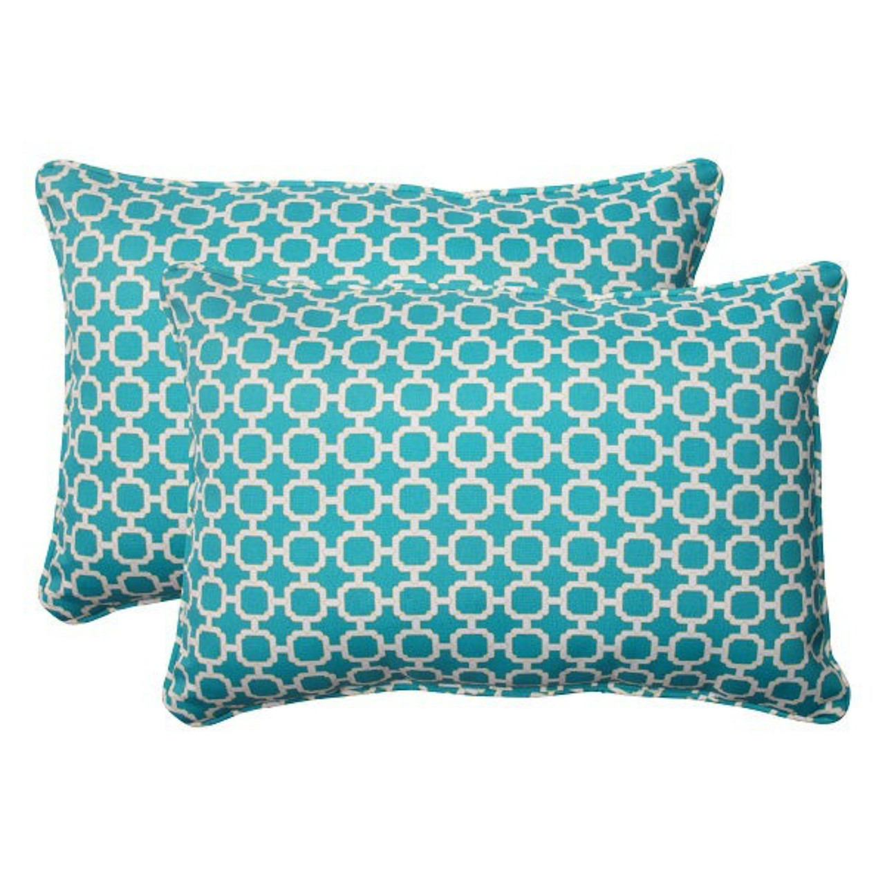 Set Of 2 Moroccan Mosaic Blue Outdoor Furniture Rectangular Throw