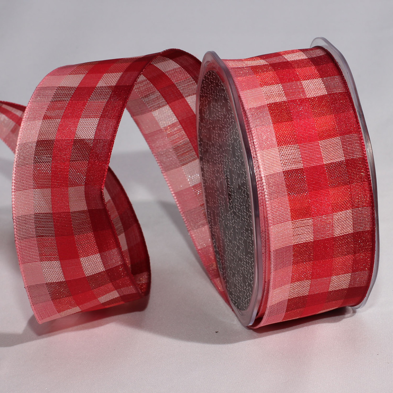 Black Plaid Ribbon with Wired Edge & Silver Accents, 10 yard