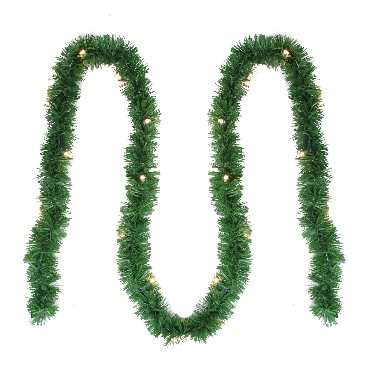 12' PreLit Green Pine Artificial Christmas Garland Clear Lights