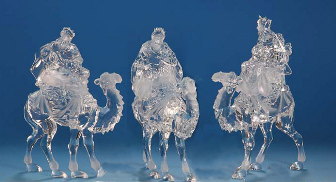 Set of 6 Icy Clear Religious Christmas Kings on Camels Nativity Figurines  12