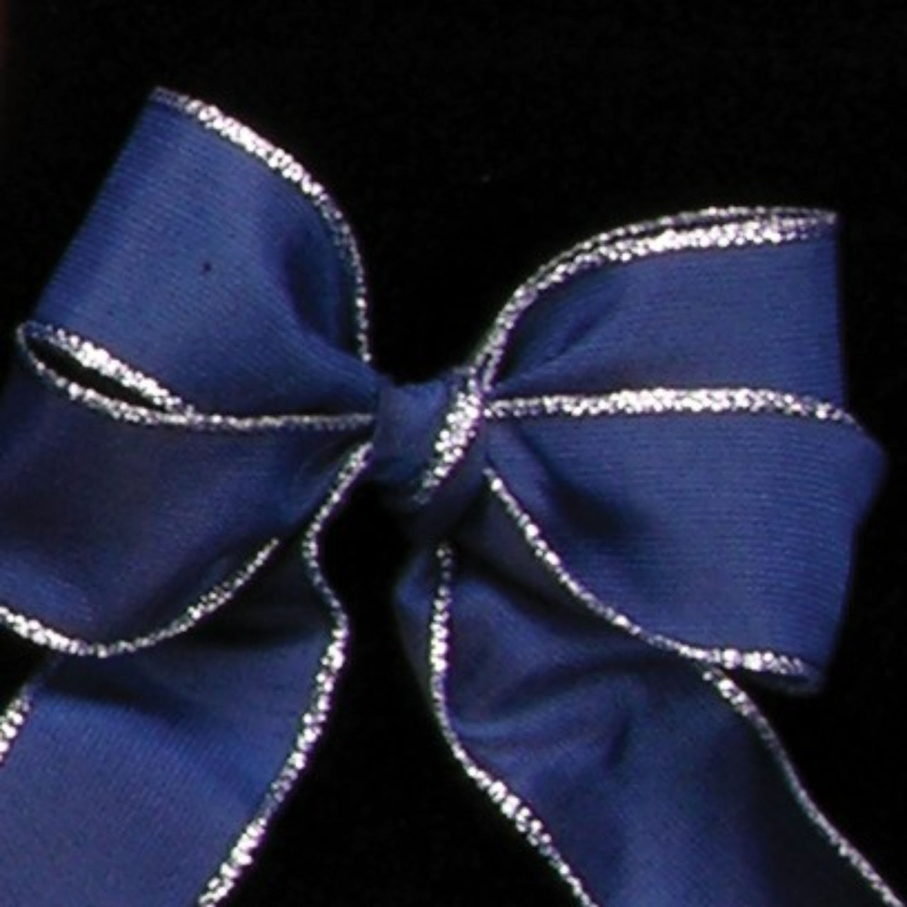 Navy Blue & Silver Solid Wired Craft Ribbon 1