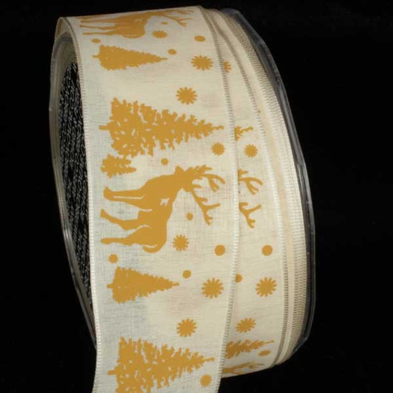 Wonderful Cream White & Ivory Stag Wired Craft Ribbon 1.5